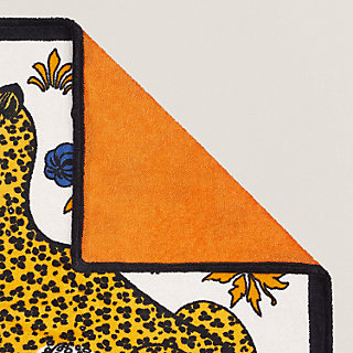 Hermes Beach Bath Towel Twins Leopards Animal Floral White